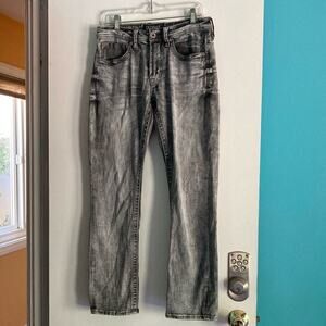 Men’s Jeans Size 31S Salvage Supply Co For Buckle Gray Washed Denim with Flaw